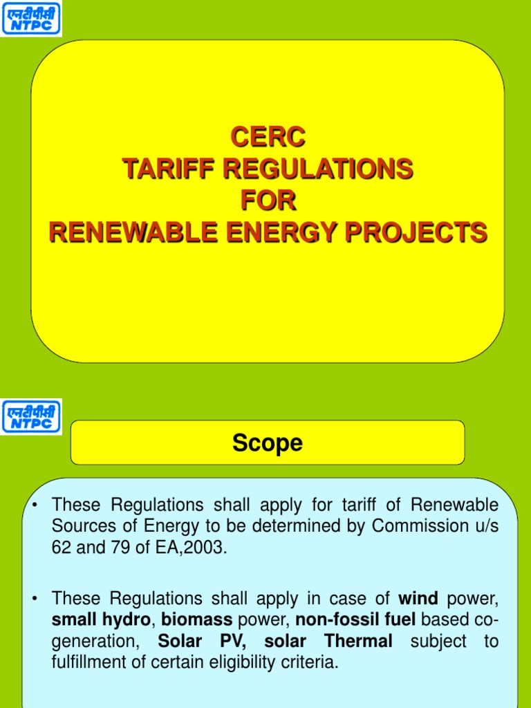 CERC Tariff Regulations for Renewable Energy | PDF