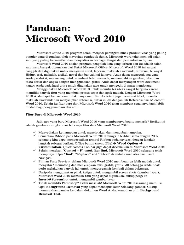 Tutorial Microsoft Word 2010 Bhs Indonesia | PDF