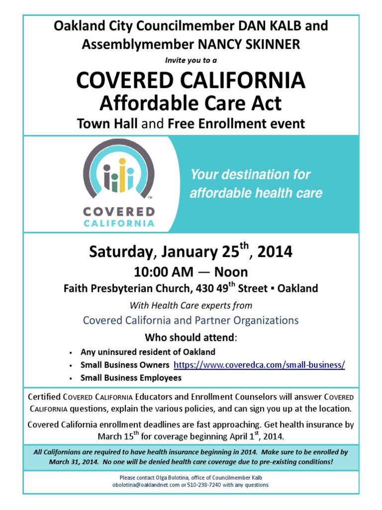 Covered CA Town Hall Flyer Health Care Medical