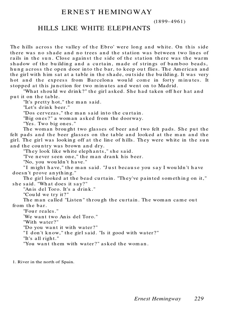 Hills Like White Elephants by E. Hemingway PDF
