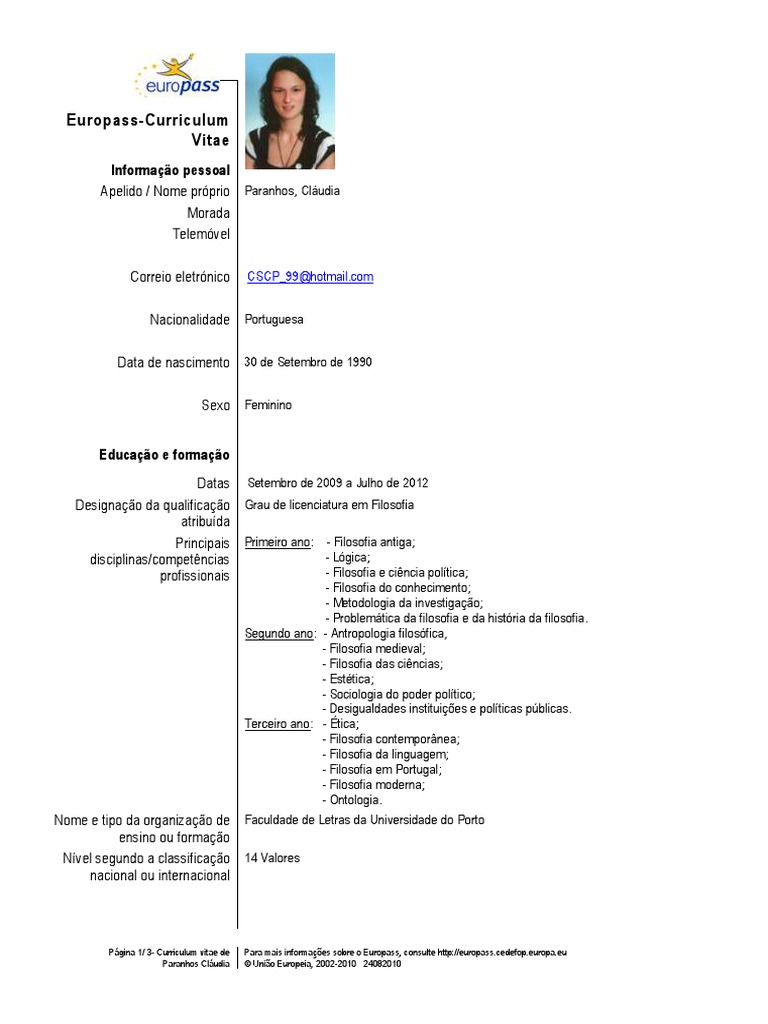 Curriculo exemplo picture