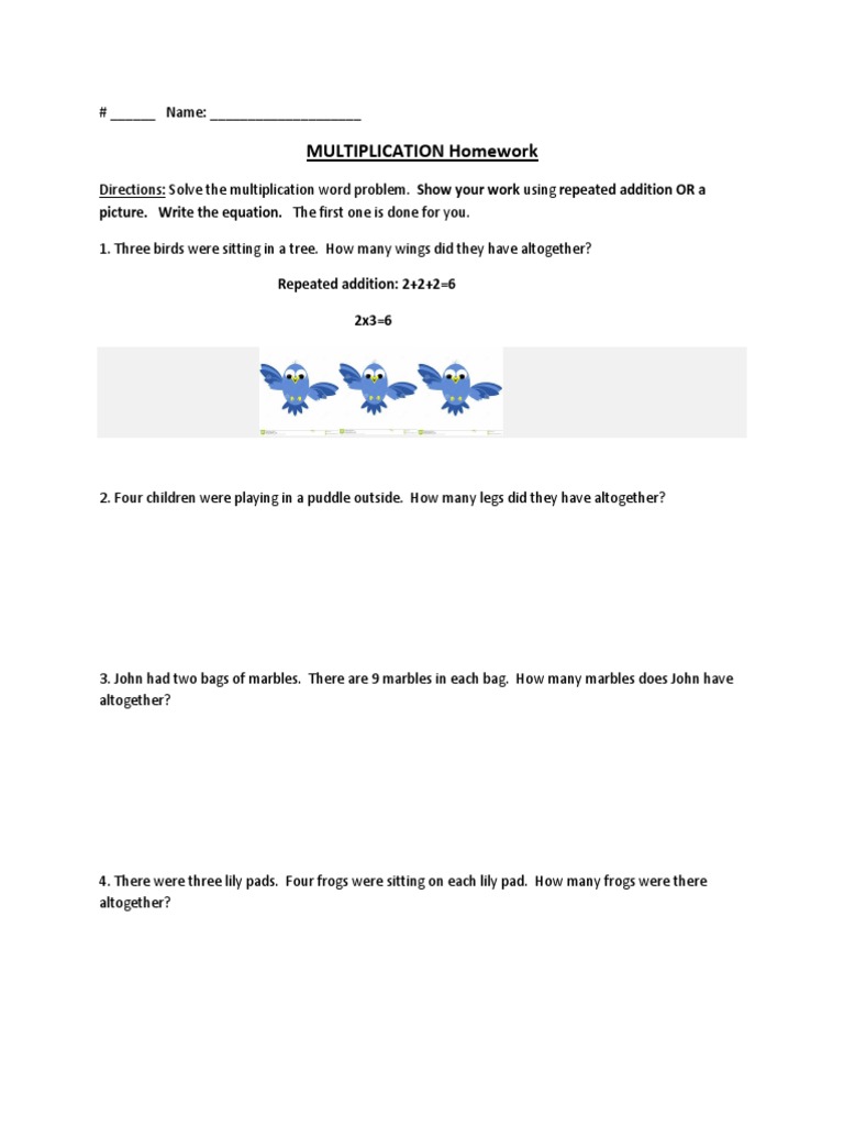 Multiplication Word Problems Worksheet | PDF