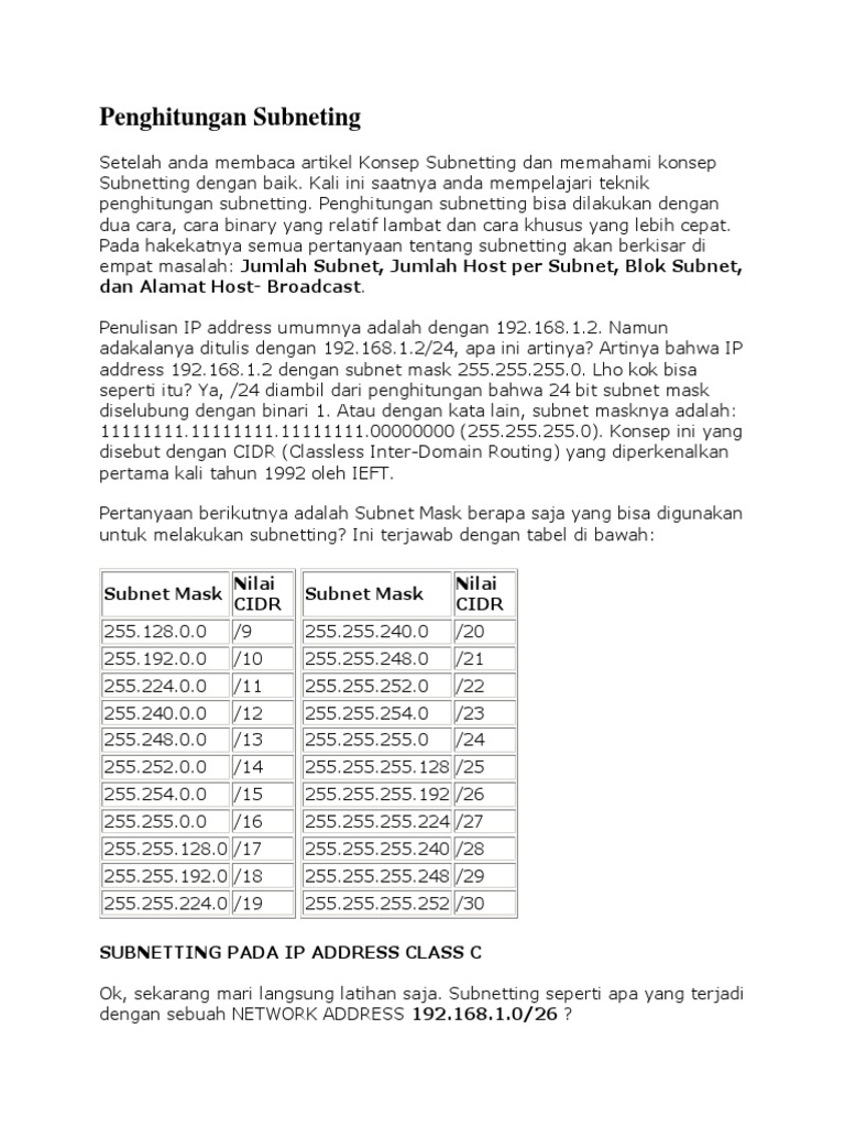 Teknik Subnetting | PDF