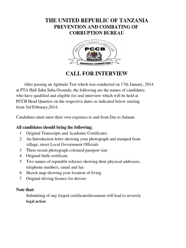 Call For Interview | PDF | Document | Written Communication