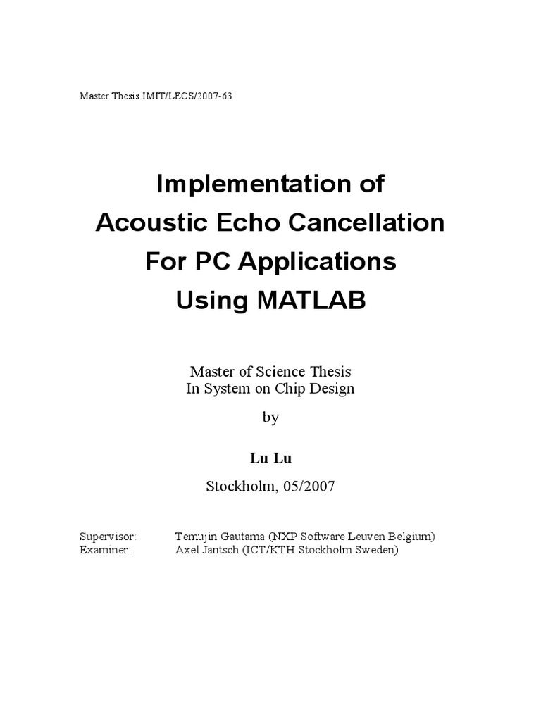 Acoustic Echo Cancellation in MATLAB | PDF | Spectral Density ...
