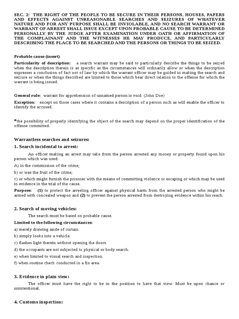 Rights Against Unreasonable Searches | PDF | Search And Seizure ...
