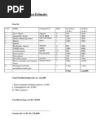 Project Expenses Estimate:: Item List