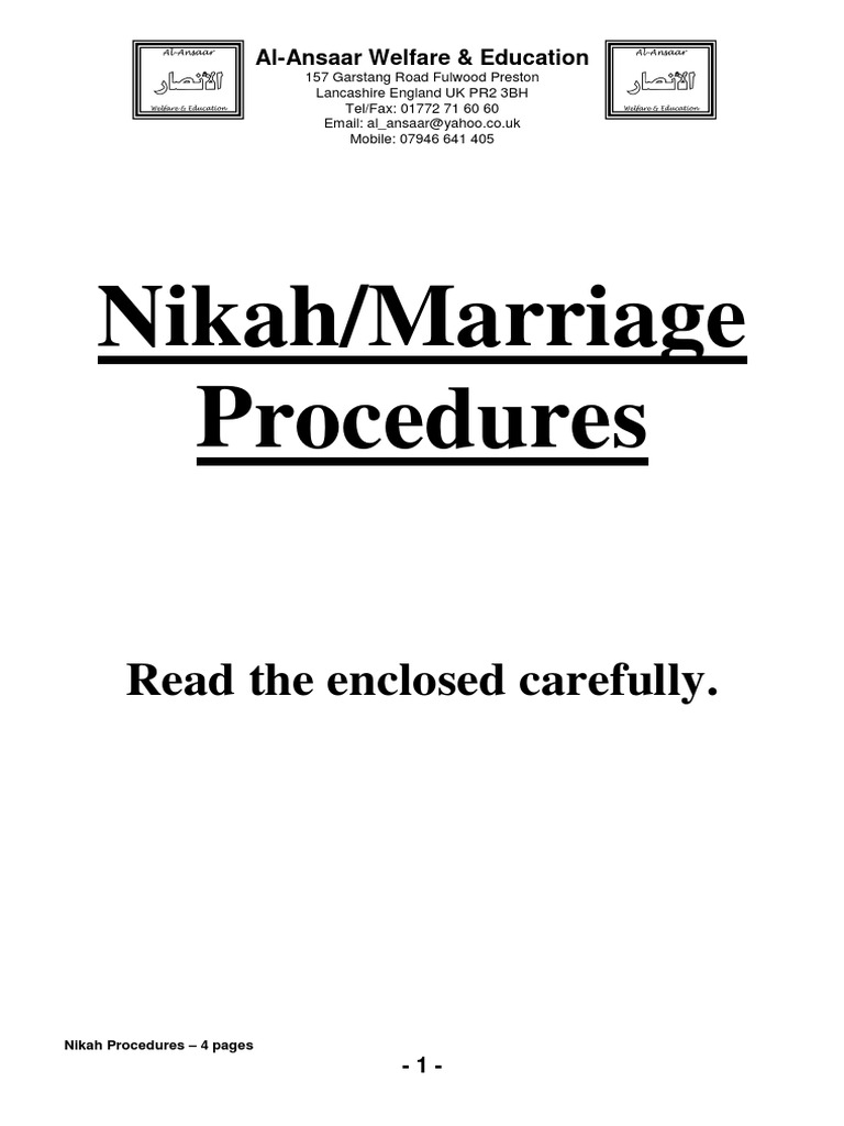 Procedures of Nikah | PDF | Marriage | Social Institutions
