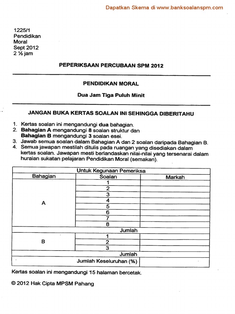 Pep Percubaan Spm Pahang 2012 Soalann Hbhbhuh Pdf