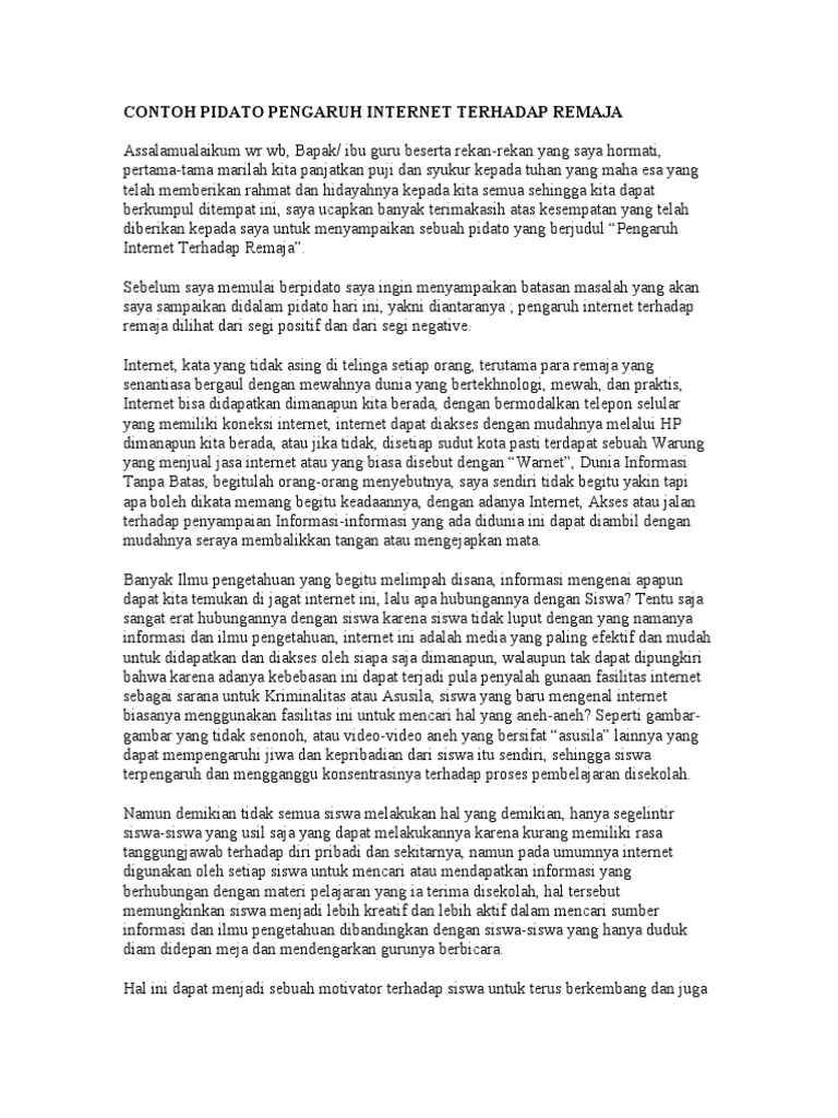 Pidato Manfaat Internet Bagi Pelajar Sekali