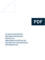 Ejemplo de Plan de Gestion de Recursos Humanos