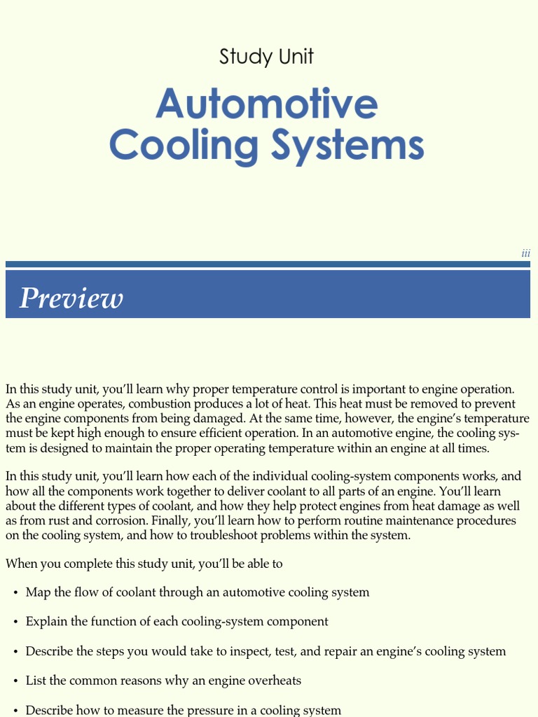 Study Unit - Automotive Cooling Systems | PDF | Radiator | Belt ...