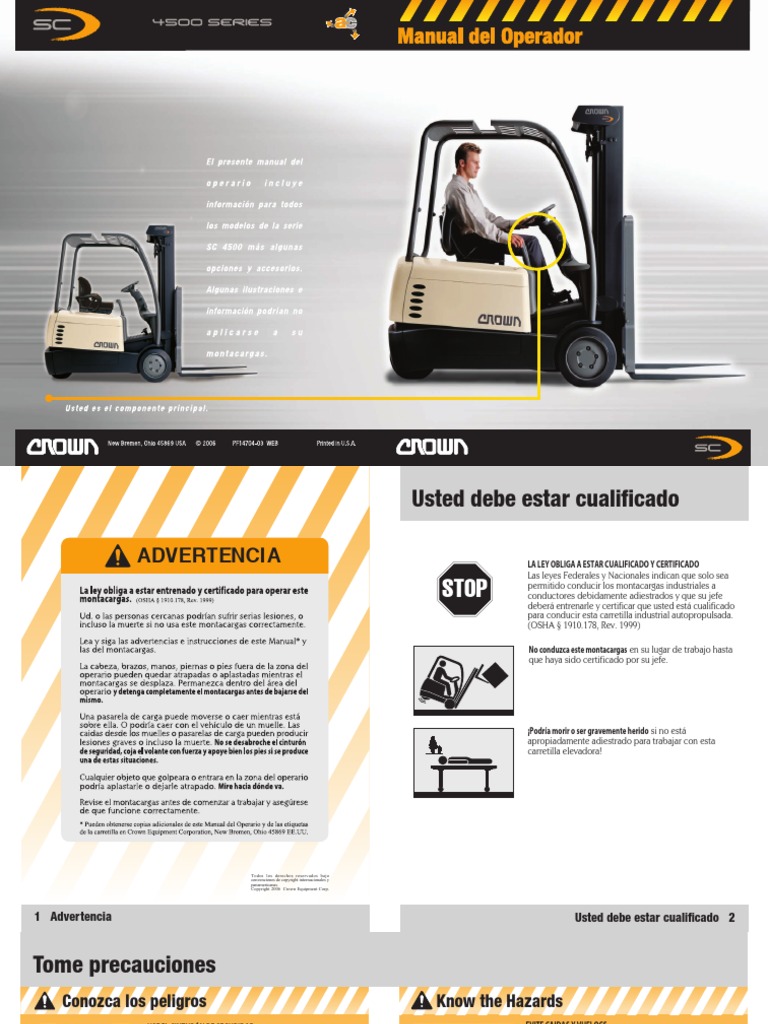 Operator Manual Sc4500 Na Es PDF Máquina elevadora Batería