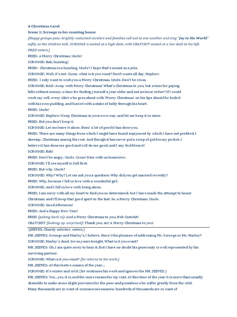 A Christmas Carol (Sample Script and Scene Divisions) PDF Ebenezer