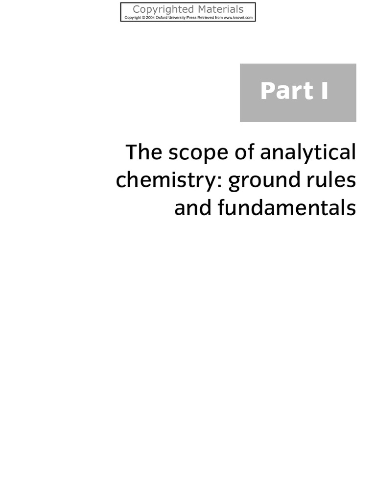 The Scope of Analytical Chemistry Ground Rules and Fundamentals PDF Analytical Chemistry