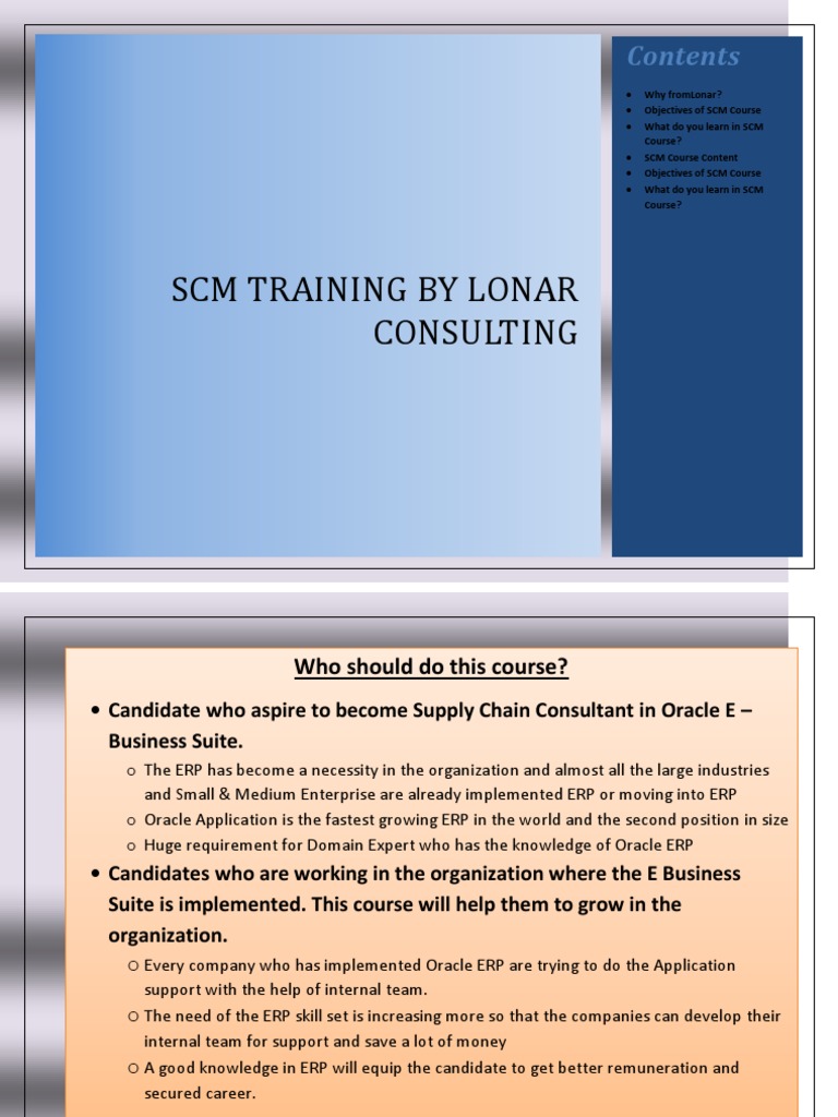 Oracle Scm Training Pdf Supply Chain Management Enterprise