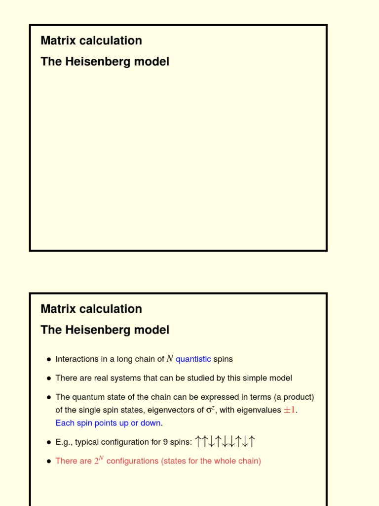 Heisenberg Model Matrix Calculations | PDF | Matrix (Mathematics ...