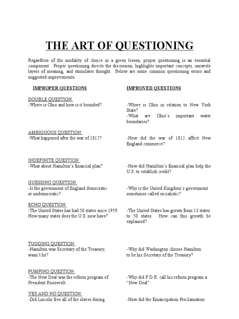 Effective Questioning Techniques | PDF | Economies