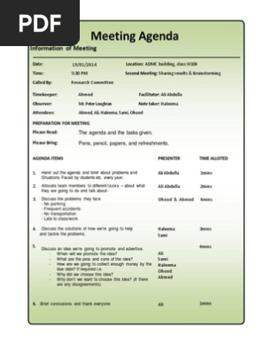 Meeting Agenda