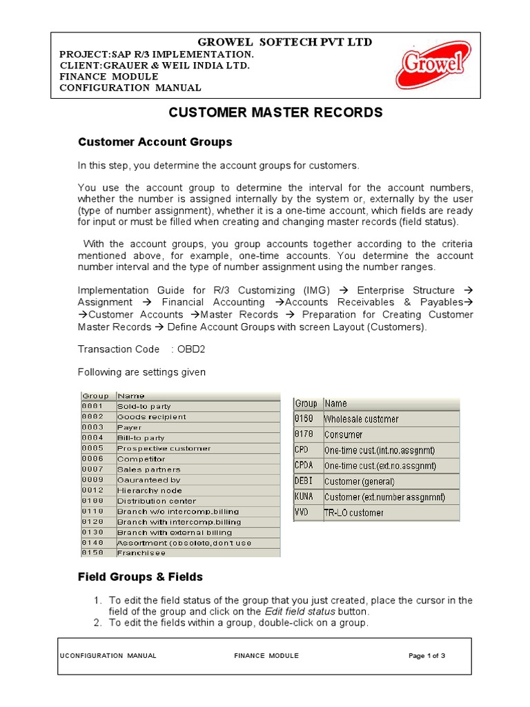 Customer Master Record : Solved: customer master – WSVMVJ