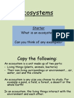 Ecosystems: Starter What Is An Ecosystem? Can You Think of Any Examples?