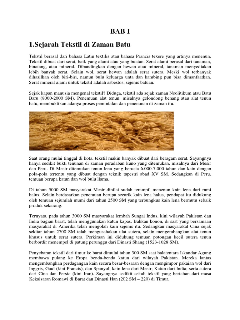 Sejarah Tekstil Di Zaman Batu