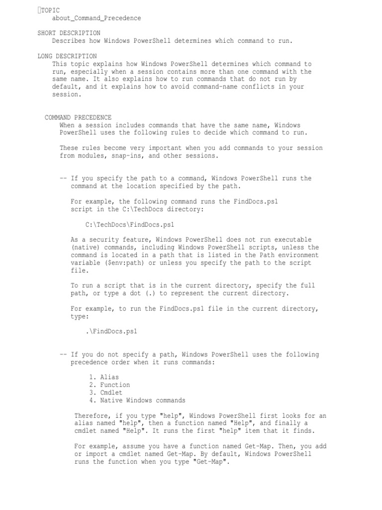 GET HELP ABOUT COMMAND PRECEDENCE intelligence overview