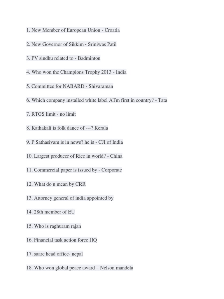 RRB GK Question | PDF | Economies | Money