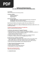 Syllabus For Preassessment Test B.E. Cse, Ece, Eee (Batch 2011) & Mca (Batch 2012)