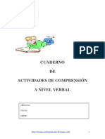 Cuaderno de actividades de comprensión a nivel verbal.