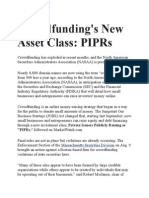Crowdfunding'S New Asset Class: Piprs: Massachusetts Securities Division