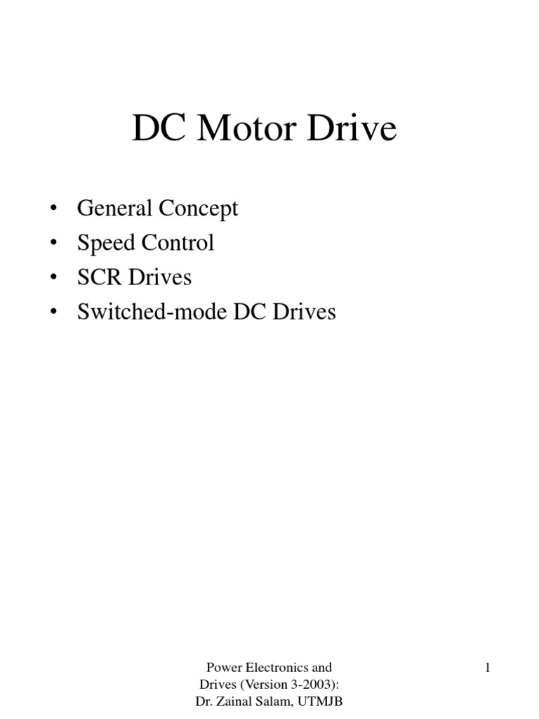 DC Motor Drive General Concept Speed Control SCR Drives