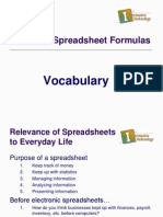 Basic Spreadsheet Formulas: Vocabulary