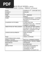 Daily Lesson Plan Week (Feb-may 2013)