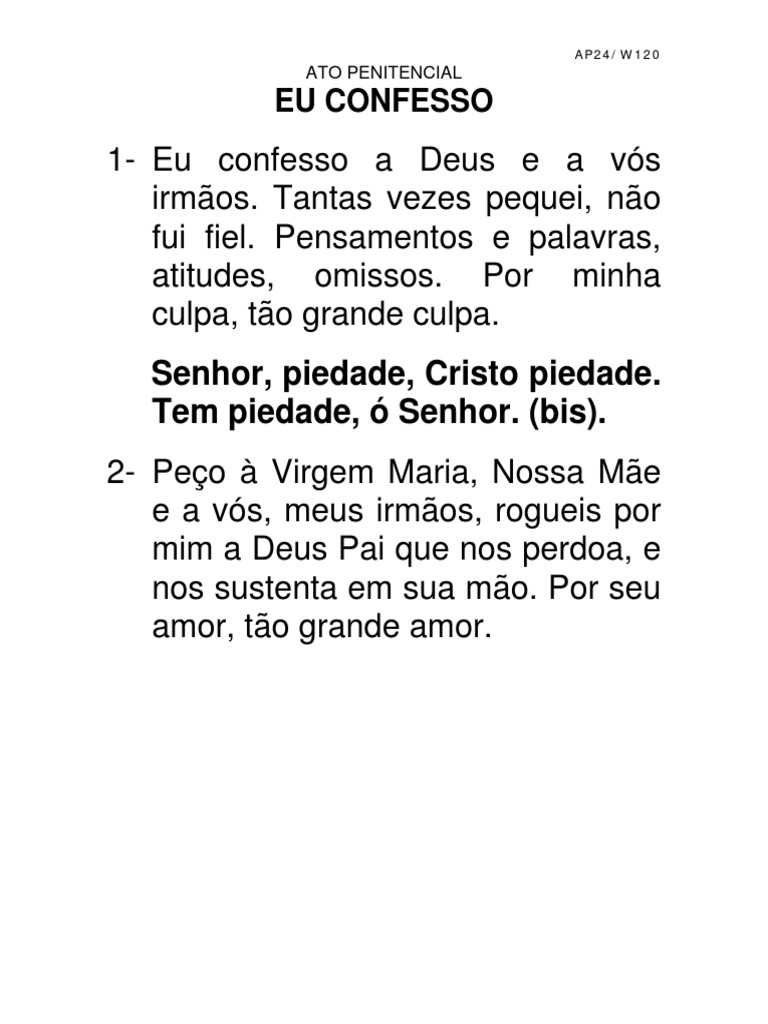 Ato Penitencial: Eu Confesso a Deus | PDF