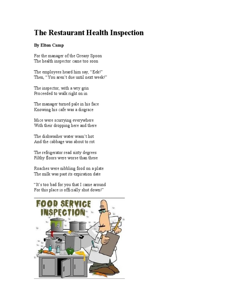 The Restaurant Health Inspection | PDF