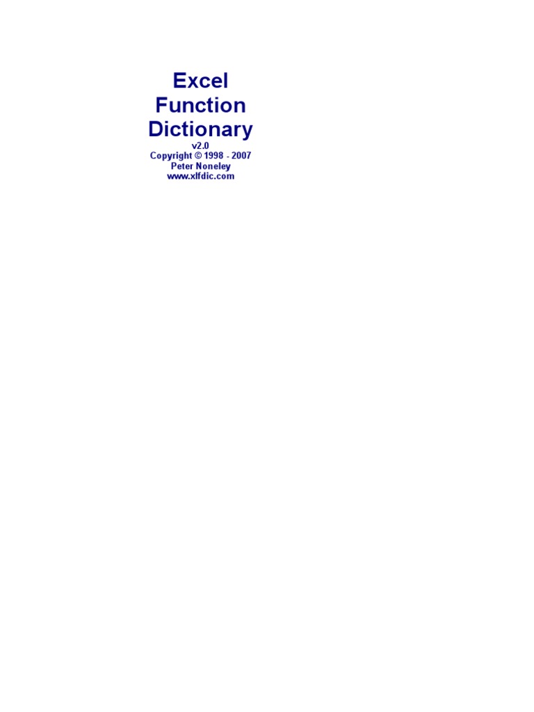 Excel Function Dictionary | PDF | Statistics | Microsoft Excel