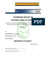 Internship Report On National Bank of Pakistan: Name of Student: Ghazala Nawaz Roll Number:10012454-013