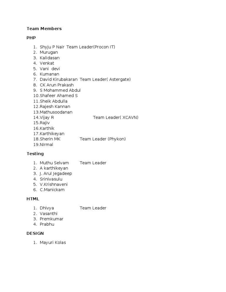Team Members | PDF