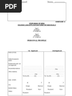 Personal Profile: Annexure A State Bank of India Housing Loan Application Form For Individuals