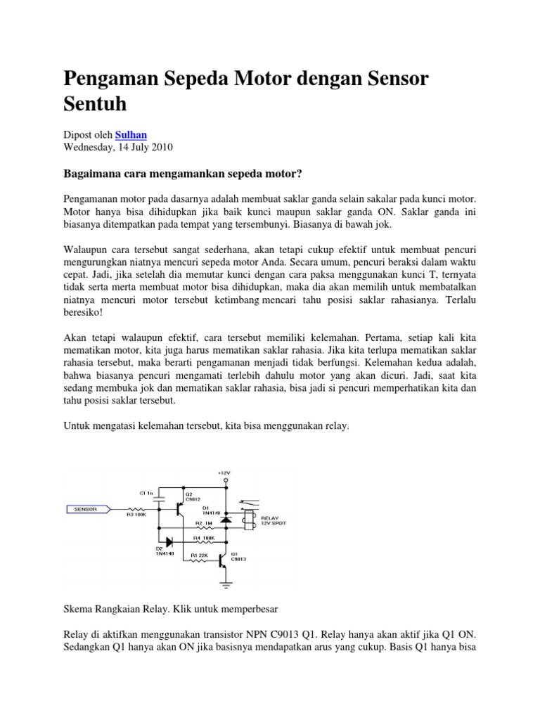Pengaman Motor dengan Sensor Sentuh | PDF