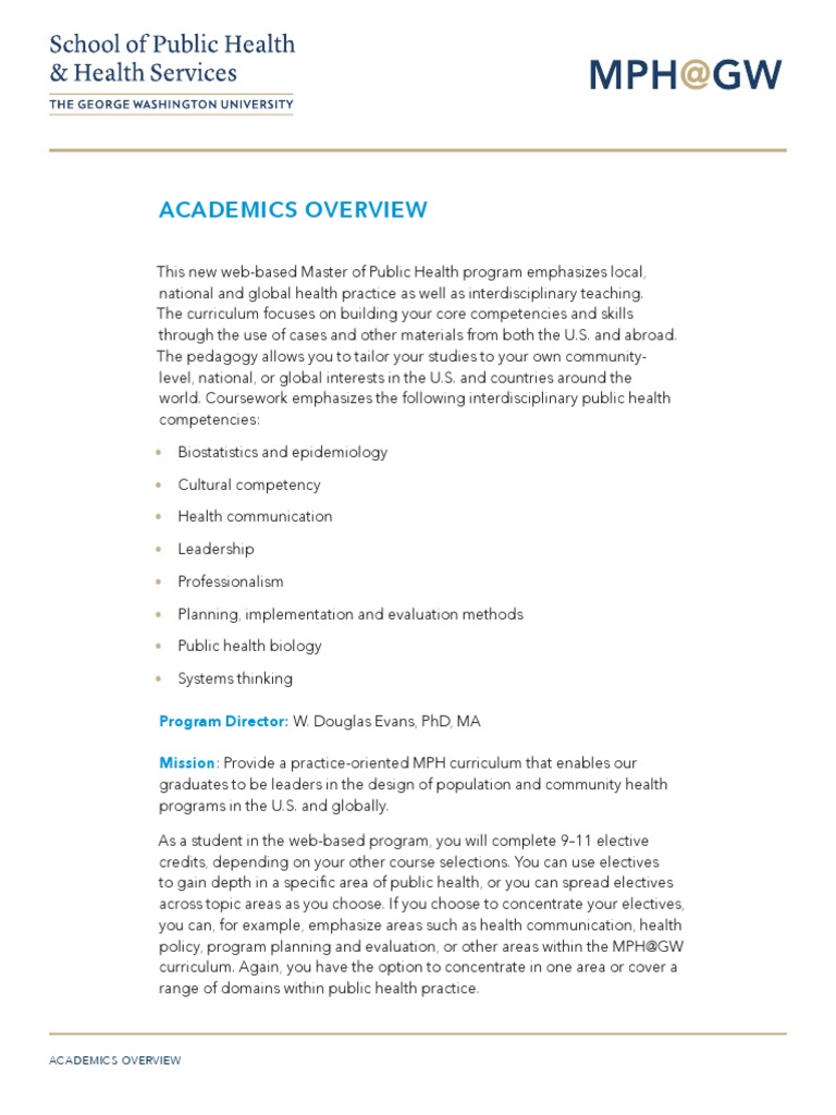 Academics Overview: Program Director: Mission | PDF