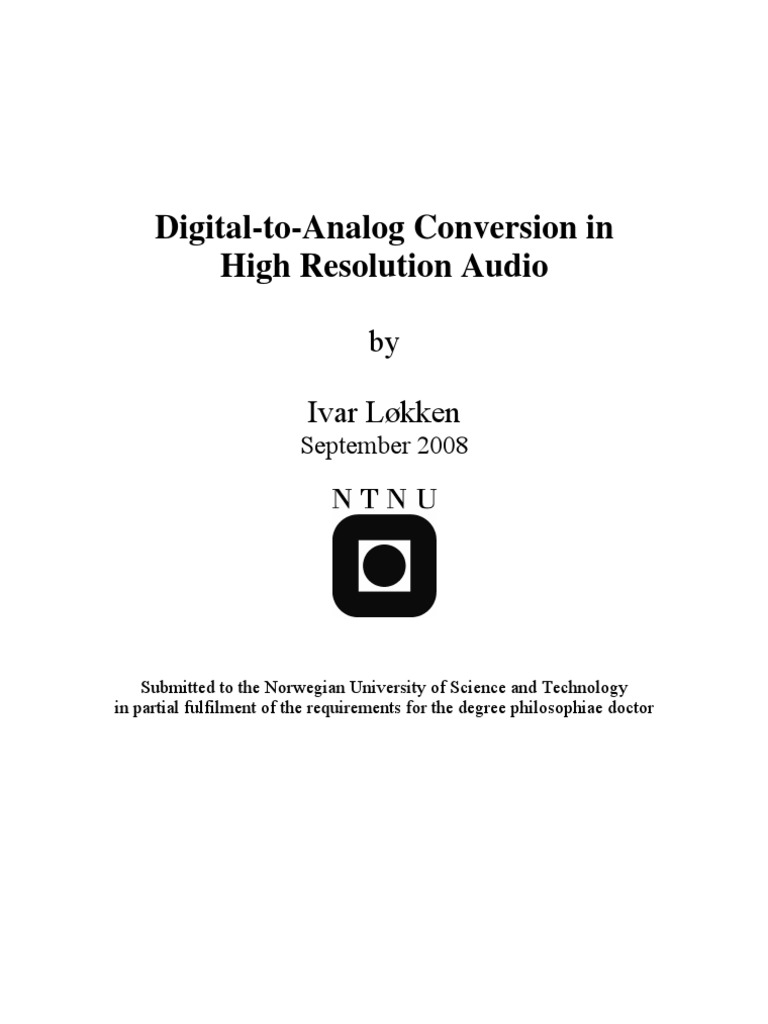 DigitaltoAnalog Conversion in High Resolution Audio PDF Sampling