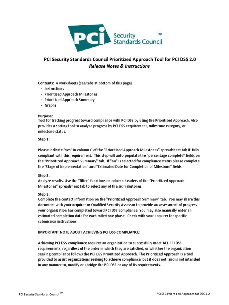 PCI DSS Prioritized Approach Tool | PDF | Key (Cryptography) | Payment ...
