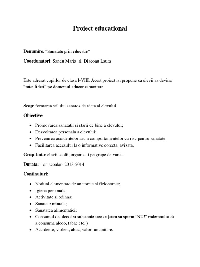 Proiect Educational | PDF