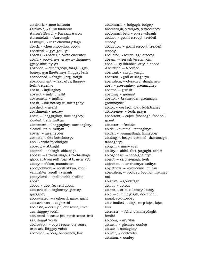 Dictionary English - Manx | PDF | Nature