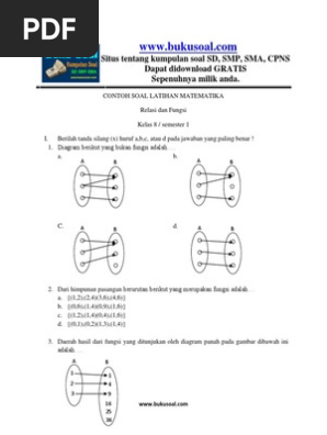 2 Contoh Soal Latihan Matematika Relasi Dan Fungsi Kelas 8 Smp Docx