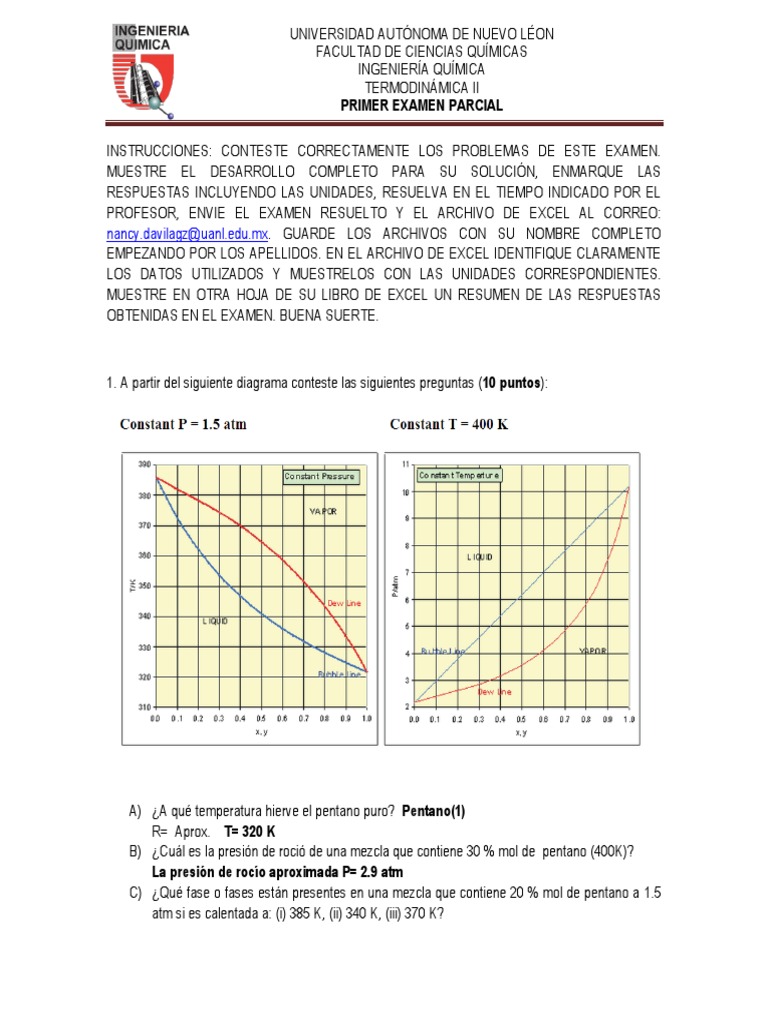 Primer Examen Parcial | PDF | Termodinámica | Fases de la materia