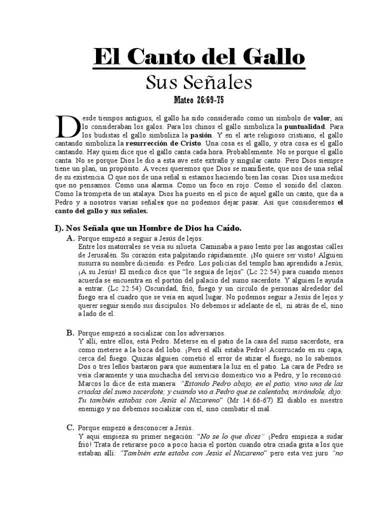 El Canto Del Gallo Y Sus Senales Pdf
