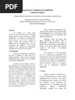 Experiment 4: Conditions For Equilibrium Laboratory Report